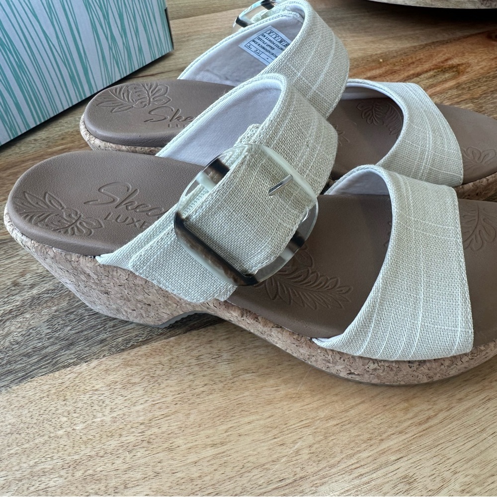 Skechers Vegan Natural Wedge Sandals